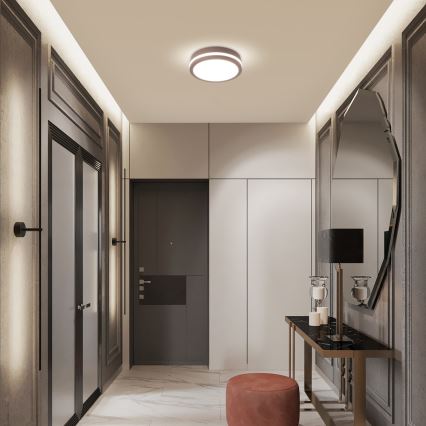 Brilagi - Zewnętrzna lampa sufitowa LED z czujnikiem BENE LED/18W/230V, śr. 21,5 cm, brązowa, IP54