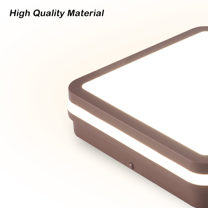 Brilagi - Zewnętrzny plafon LED z czujnikiem BENE LED/24W/230V 26x26 cm brązowy IP54