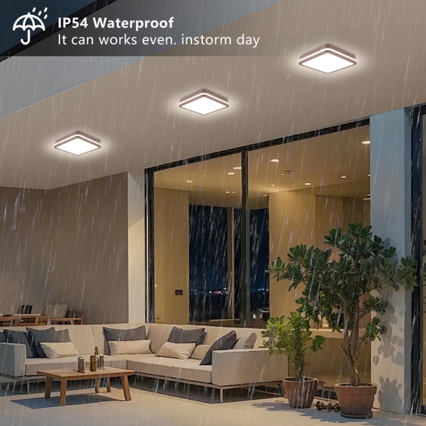 Brilagi - Zewnętrzny plafon LED z czujnikiem BENE LED/24W/230V 26x26 cm brązowy IP54