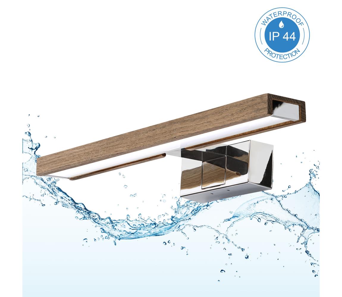 Brilagi-LED Oświetlenie łazienkowe do lustra WOODY MIRROR 3w1 LED/8W/230V IP44 chrom/dąb orzech