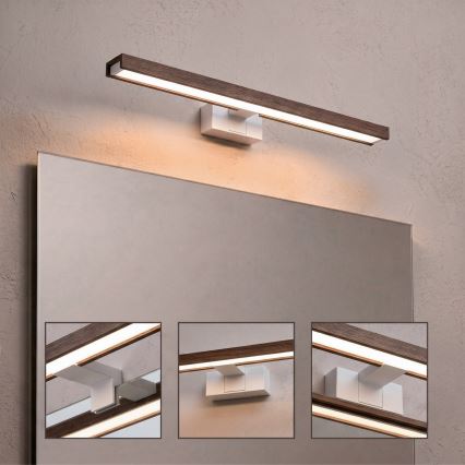 Brilagi - Oświetlenie łazienkowe do lustra 3 w 1 WOODY MIRROR 3w1 LED/12W/230V 60 cm IP44 biały/dąb orzech