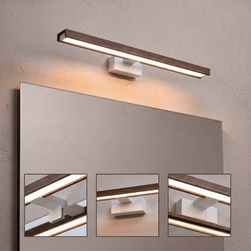 Brilagi - Oświetlenie łazienkowe do lustra 3 w 1 WOODY MIRROR 3w1 LED/12W/230V 60 cm IP44 biały/dąb orzech