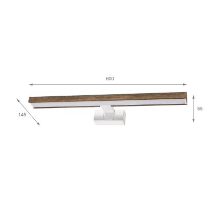 Brilagi - Oświetlenie łazienkowe do lustra 3 w 1 WOODY MIRROR 3w1 LED/12W/230V 60 cm IP44 biały/dąb orzech
