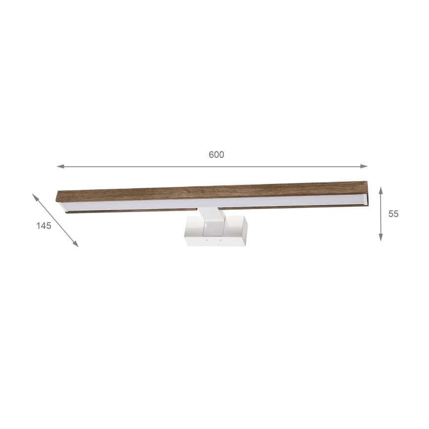 Brilagi - Oświetlenie łazienkowe do lustra 3 w 1 WOODY MIRROR 3w1 LED/12W/230V 60 cm IP44 biały/dąb orzech