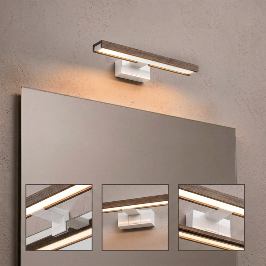 Brilagi - LED oświetlenie lustra łazienkowego 3 w 1 WOODY MIRROR LED/8W/230V 40 cm IP44 biały/dąb