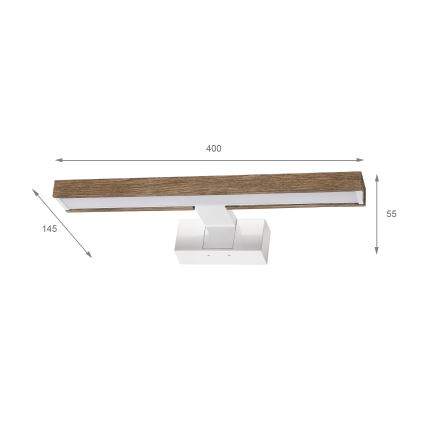 Brilagi - LED oświetlenie lustra łazienkowego 3 w 1 WOODY MIRROR LED/8W/230V 40 cm IP44 biały/dąb