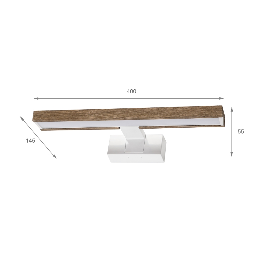 Brilagi - LED oświetlenie lustra łazienkowego 3 w 1 WOODY MIRROR LED/8W/230V 40 cm IP44 biały/dąb