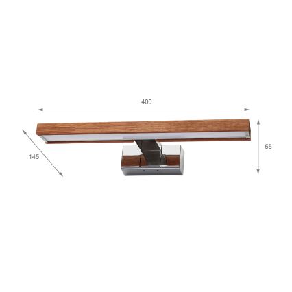 BRILAGI - LED oświetlenie łazienkowe do lustra 3w1 WOODY MIRROR LED/8W/230V 40 cm IP44 błyszczący chrom/dąb wiśniowy
