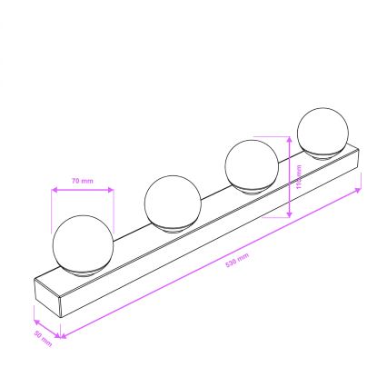 Brilagi - LED oświetlenie łazienkowe do lustra HOLLYWOOD 4xLED/3W/230V 53 cm IP44 złote