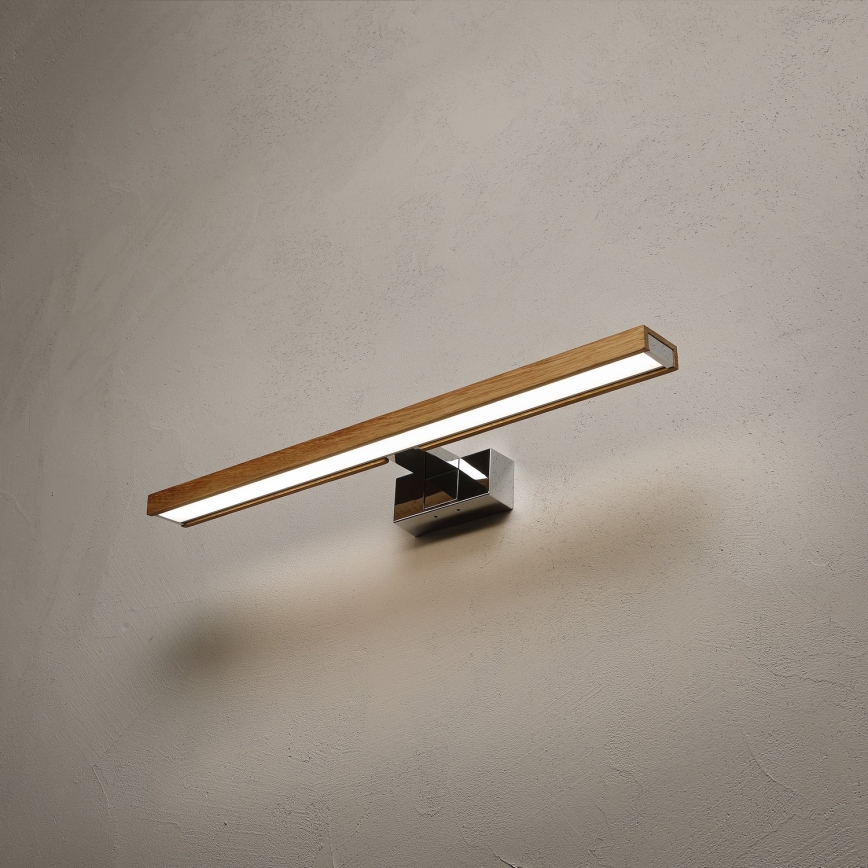 Brilagi - Oświetlenie lustra łazienkowego 3 w 1 WOODY MIRROR LED/12W/230V 60 cm IP44 błyszczący chrom/dąb