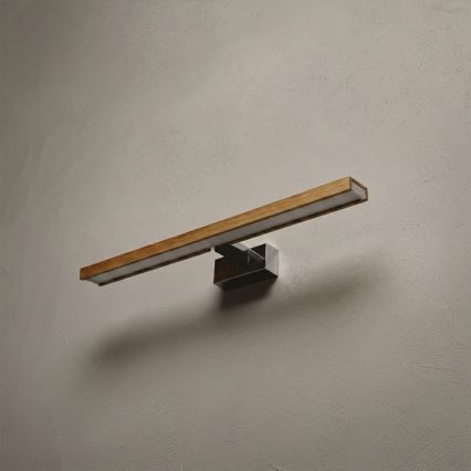 Brilagi - Oświetlenie lustra łazienkowego 3 w 1 WOODY MIRROR LED/12W/230V 60 cm IP44 błyszczący chrom/dąb