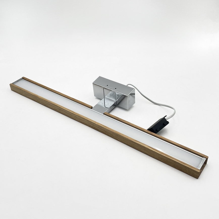 Brilagi - Oświetlenie lustra łazienkowego 3 w 1 WOODY MIRROR LED/12W/230V 60 cm IP44 błyszczący chrom/dąb