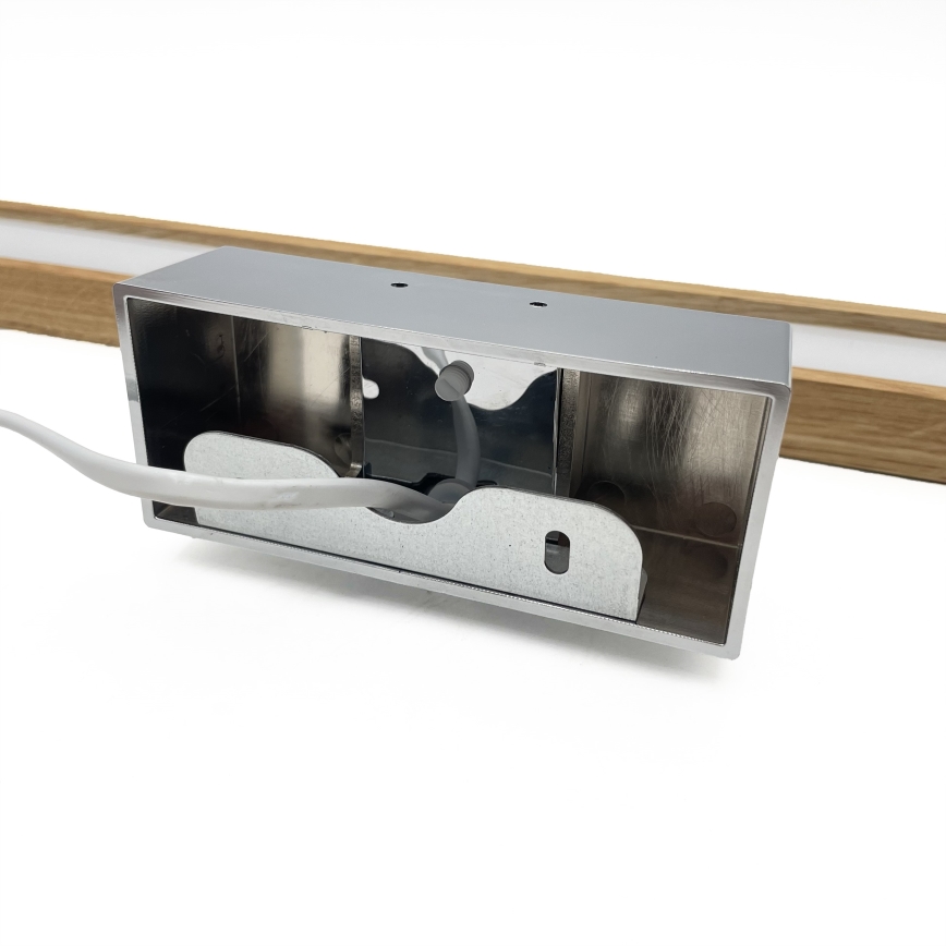 Brilagi - Oświetlenie lustra łazienkowego 3 w 1 WOODY MIRROR LED/12W/230V 60 cm IP44 błyszczący chrom/dąb