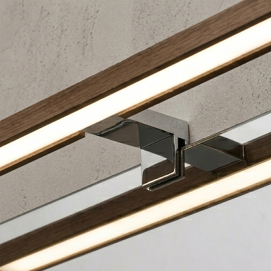 BRILAGI - Oświetlenie LED do lustra łazienkowego 3w1 WOODY MIRROR LED/8W/230V 40 cm IP44 błyszczący chrom/dąb orzechowy