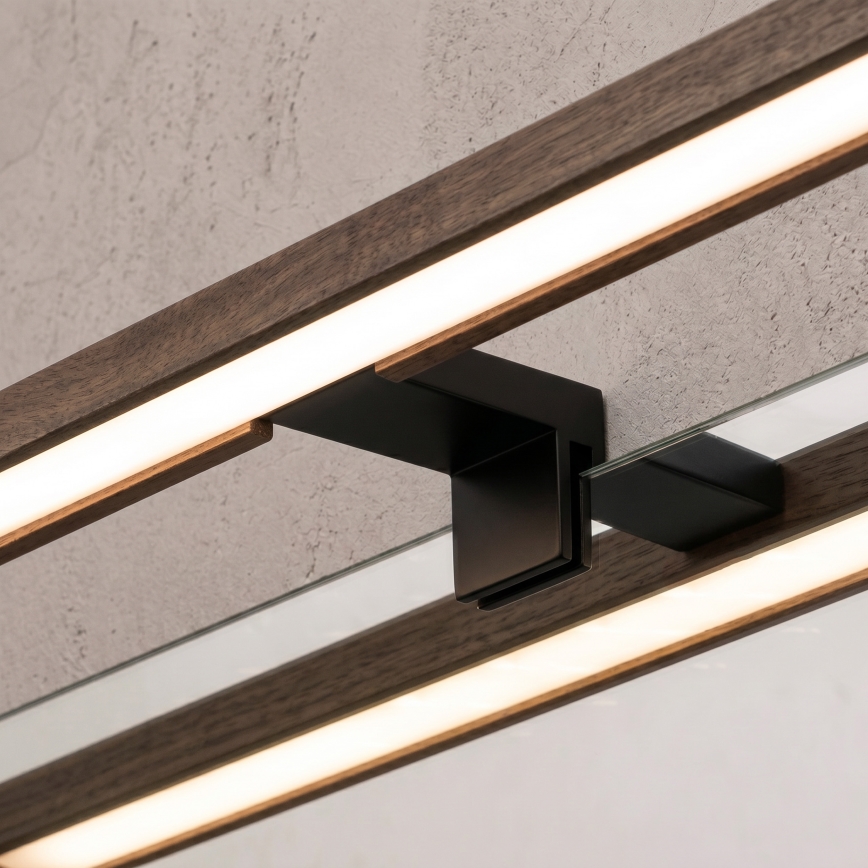 Brilagi - LED oświetlenie łazienkowe do lustra 3w1 WOODY MIRROR LED/12W/230V IP44 czarny/dąb orzechowy