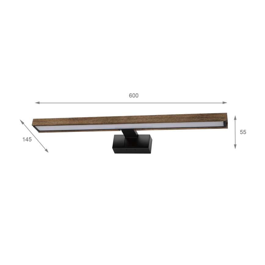 Brilagi - LED oświetlenie łazienkowe do lustra 3w1 WOODY MIRROR LED/12W/230V IP44 czarny/dąb orzechowy