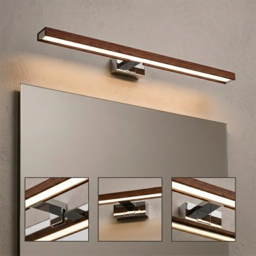 BRILAGI - LED Oświetlenie łazienkowe do lustra 3w1 WOODY MIRROR LED/15W/230V 80 cm IP44 błyszczący chrom/dąb wiśnia