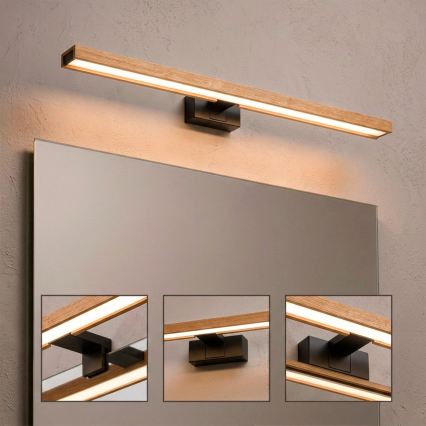 Brilagi - LED oświetlenie lustra do łazienki 3w1 WOODY MIRROR LED/15W/230V 80 cm IP44 czarny/dąb