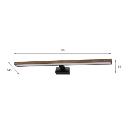 BRILAGI - Oświetlenie LED do lustra łazienkowego 3 w 1 WOODY MIRROR LED/15W/230V 80 cm IP44 czarny/dąb orzechowy