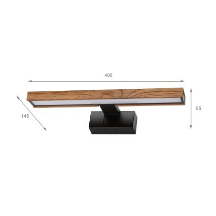 BRILAGI - Oświetlenie LED do lustra łazienkowego 3w1 WOODY MIRROR LED/8W/230V 40 cm IP44 czarny/dąb