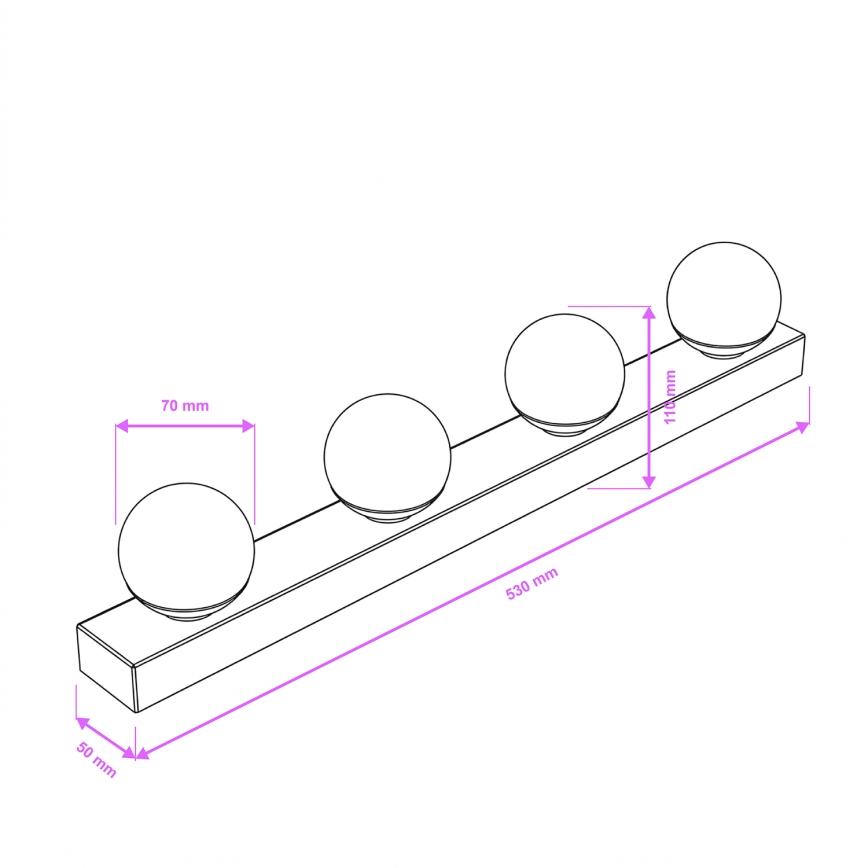 Brilagi - LED oświetlenie łazienkowe do lustra HOLLYWOOD 4xLED/3W/230V 53 cm IP44 błyszczący chrom