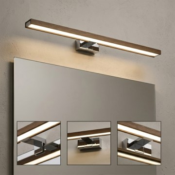 BRILAGI - LED oświetlenie łazienkowe do lustra WOODY MIRROR 3v1 LED/15W/230V 80 cm IP44 błyszczący chrom/dąb orzechowy