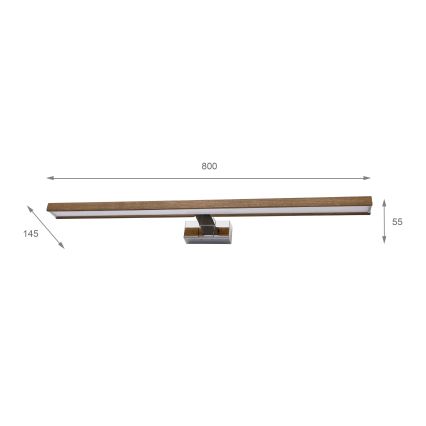 BRILAGI - LED oświetlenie łazienkowe do lustra WOODY MIRROR 3v1 LED/15W/230V 80 cm IP44 błyszczący chrom/dąb orzechowy
