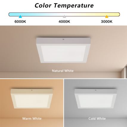 Brilagi - LED Plafon łazienkowy FRAME LED/24W/230V 30x30 cm 3000/4000/6000K IP44 biały