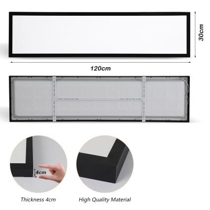 Brilagi - LED Plafon łazienkowy FRAME LED/50W/230V 30x120 cm 3000/4000/6000K IP44 czarny