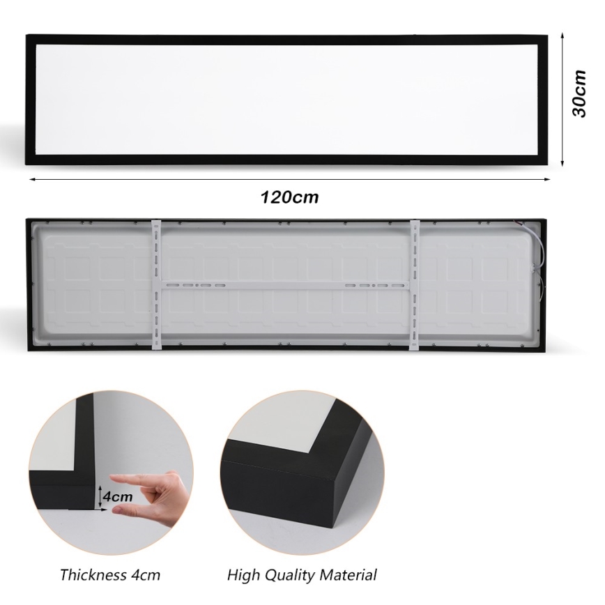 Brilagi - LED Plafon łazienkowy FRAME LED/50W/230V 30x120 cm 3000/4000/6000K IP44 czarny
