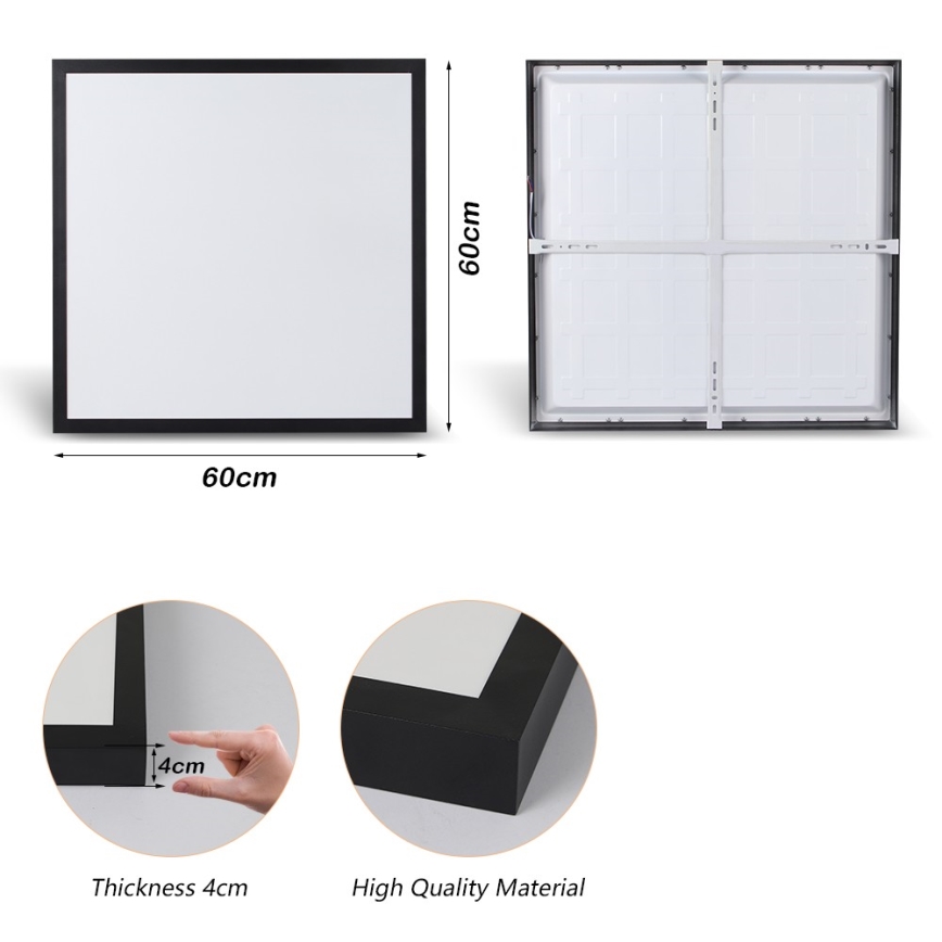 Brilagi - LED Plafon łazienkowy FRAME LED/50W/230V 60x60 cm 3000/4000/6000K IP44 czarny