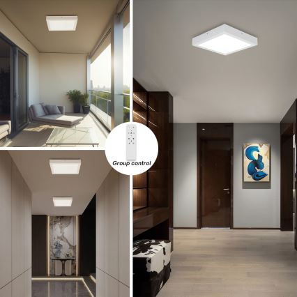 Brilagi - LED Ściemnialny plafon łazienkowy FRAME SMART LED/24W/230V 30x30 cm 3000-6000K IP44 biały + zdalne sterowanie