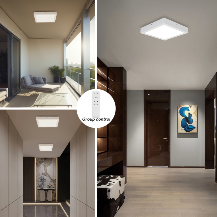 Brilagi - LED Ściemnialny plafon łazienkowy FRAME SMART LED/24W/230V 30x30 cm 3000-6000K IP44 biały + zdalne sterowanie