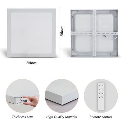Brilagi - LED Ściemnialny plafon łazienkowy FRAME SMART LED/24W/230V 30x30 cm 3000-6000K IP44 biały + zdalne sterowanie