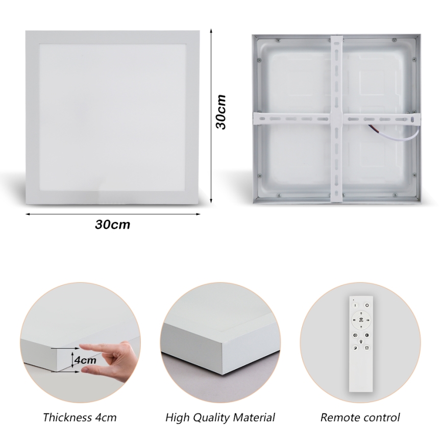 Brilagi - LED Ściemnialny plafon łazienkowy FRAME SMART LED/24W/230V 30x30 cm 3000-6000K IP44 biały + zdalne sterowanie