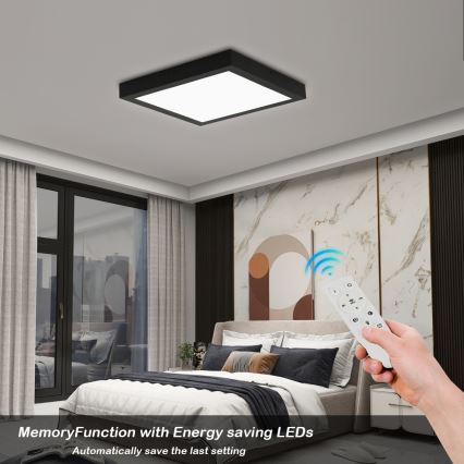 Brilagi - LED Ściemnialny plafon łazienkowy FRAME SMART LED/24W/230V 30x30 cm 3000-6000K IP44 czarny + zdalne sterowanie