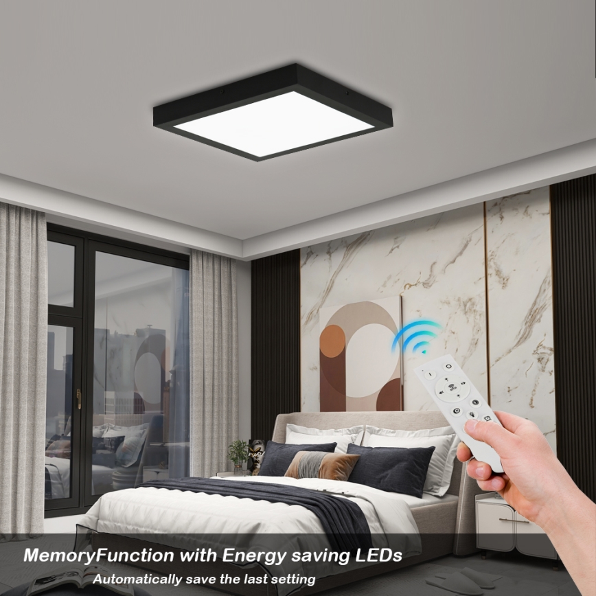 Brilagi - LED Ściemnialny plafon łazienkowy FRAME SMART LED/24W/230V 30x30 cm 3000-6000K IP44 czarny + zdalne sterowanie