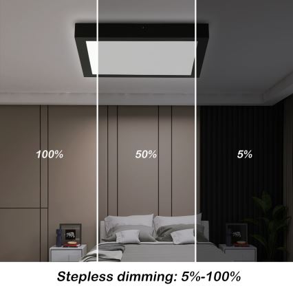 Brilagi - LED Ściemnialny plafon łazienkowy FRAME SMART LED/24W/230V 30x30 cm 3000-6000K IP44 czarny + zdalne sterowanie