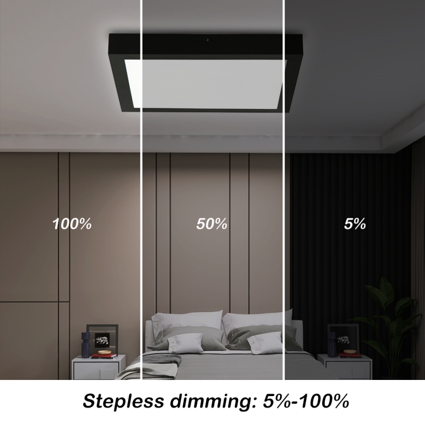 Brilagi - LED Ściemnialny plafon łazienkowy FRAME SMART LED/24W/230V 30x30 cm 3000-6000K IP44 czarny + zdalne sterowanie