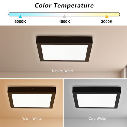 Brilagi - LED Ściemnialny plafon łazienkowy FRAME SMART LED/24W/230V 30x30 cm 3000-6000K IP44 czarny + zdalne sterowanie