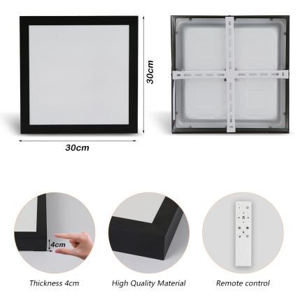 Brilagi - LED Ściemnialny plafon łazienkowy FRAME SMART LED/24W/230V 30x30 cm 3000-6000K IP44 czarny + zdalne sterowanie