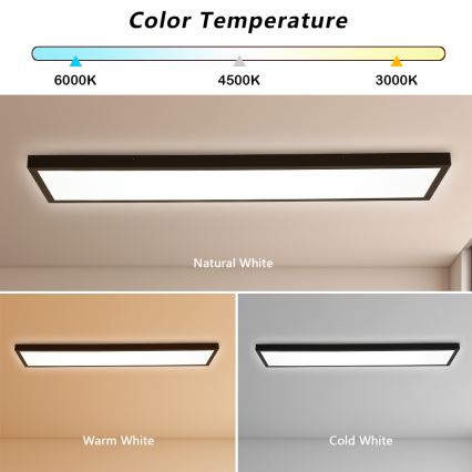 Brilagi - LED Ściemnialny plafon łazienkowy FRAME SMART LED/50W/230V 30x120 cm 3000-6000K IP44 czarny + zdalne sterowanie