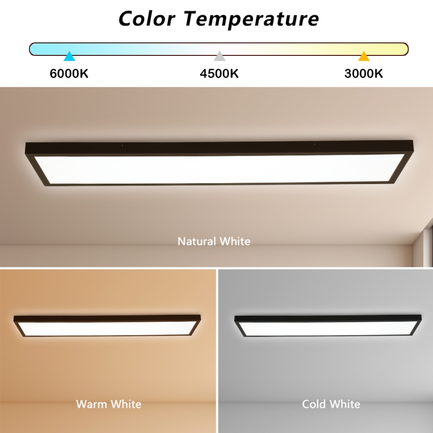 Brilagi - LED Ściemnialny plafon łazienkowy FRAME SMART LED/50W/230V 30x120 cm 3000-6000K IP44 czarny + zdalne sterowanie
