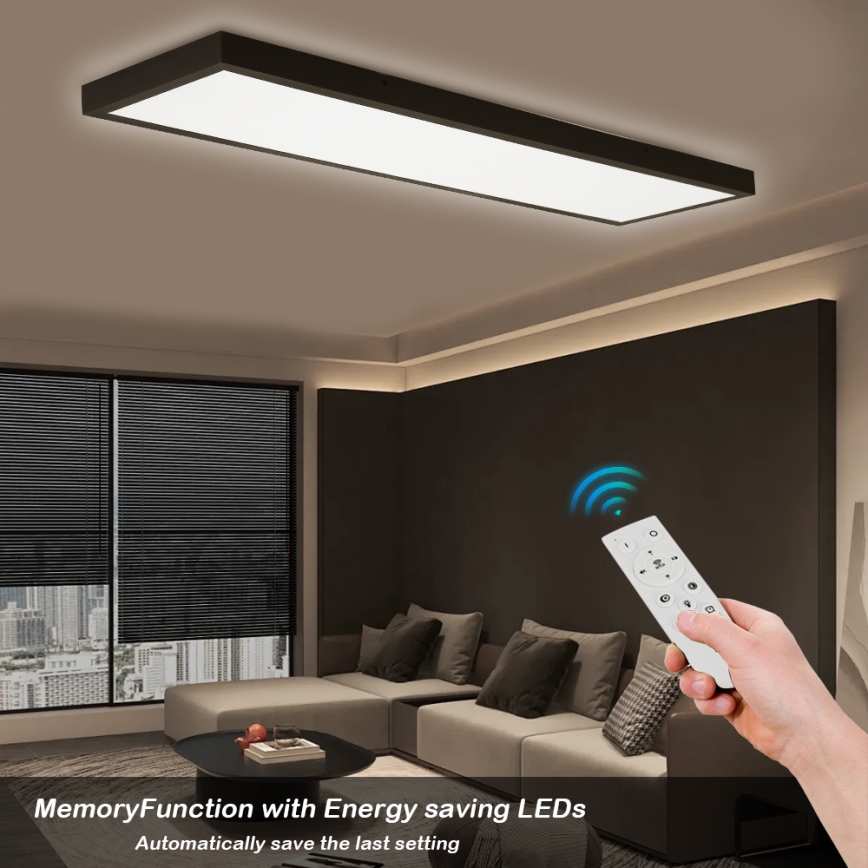 Brilagi - LED Ściemnialny plafon łazienkowy FRAME SMART LED/50W/230V 30x120 cm 3000-6000K IP44 czarny + zdalne sterowanie