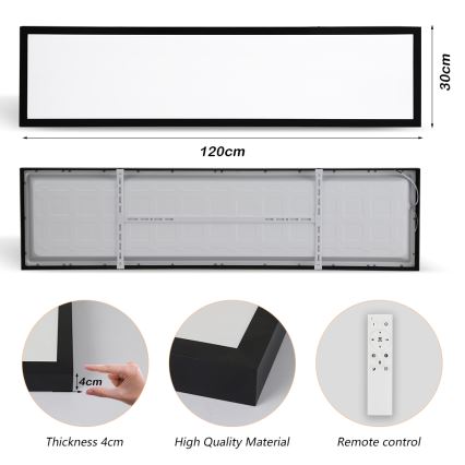 Brilagi - LED Ściemnialny plafon łazienkowy FRAME SMART LED/50W/230V 30x120 cm 3000-6000K IP44 czarny + zdalne sterowanie