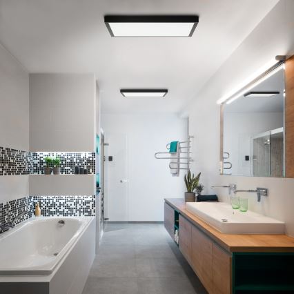 Brilagi - LED Ściemnialny plafon łazienkowy FRAME SMART LED/50W/230V 60x60 cm 3000-6000K IP44 czarny + zdalne sterowanie