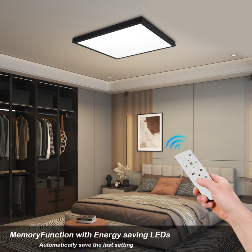 Brilagi - LED Ściemnialny plafon łazienkowy FRAME SMART LED/50W/230V 60x60 cm 3000-6000K IP44 czarny + zdalne sterowanie