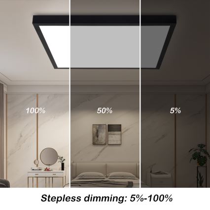 Brilagi - LED Ściemnialny plafon łazienkowy FRAME SMART LED/50W/230V 60x60 cm 3000-6000K IP44 czarny + zdalne sterowanie