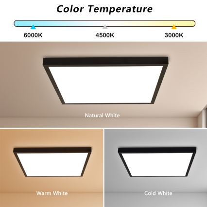 Brilagi - LED Ściemnialny plafon łazienkowy FRAME SMART LED/50W/230V 60x60 cm 3000-6000K IP44 czarny + zdalne sterowanie