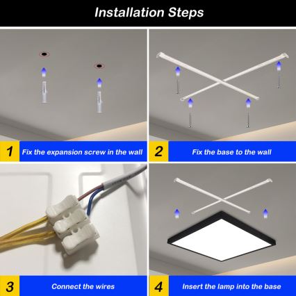 Brilagi - LED Ściemnialny plafon łazienkowy FRAME SMART LED/50W/230V 60x60 cm 3000-6000K IP44 czarny + zdalne sterowanie